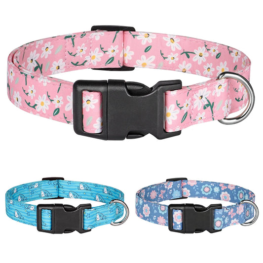 Adjustable Nylon Dog Collar - Cute Spring Summer Pet Necklace