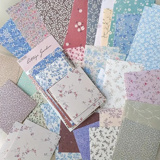 Vintage Scrapbooking Paper Set - 60 Retro Collage Cards DIY