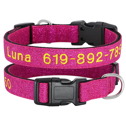 Personalized Reflective Dog Collar - Custom Embroidered Name & Phone 34 Rose