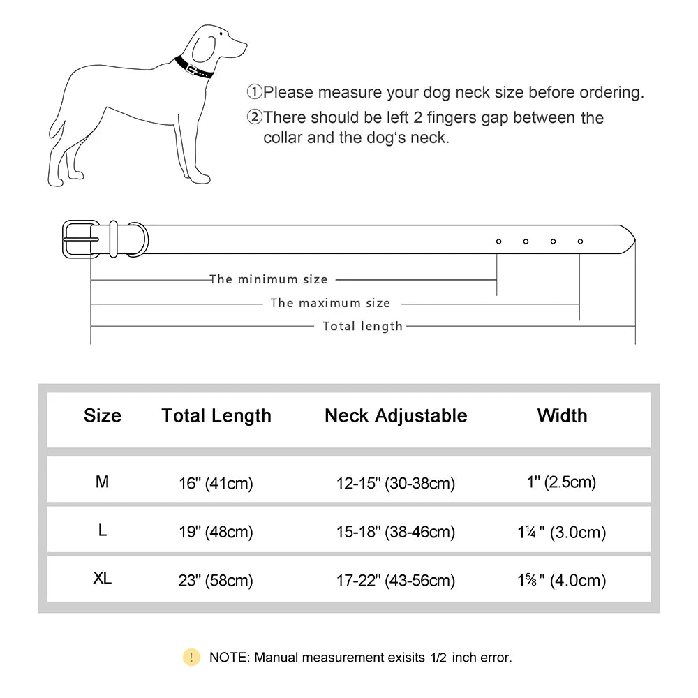 Spiked Leather Dog Collar - Adjustable Studded Collar for Dogs
