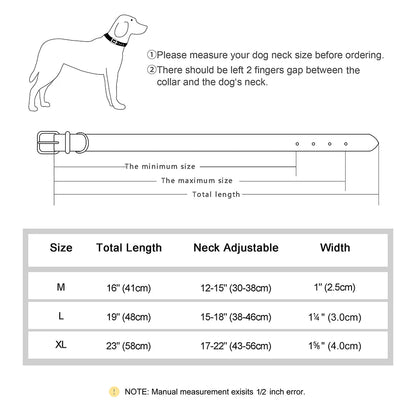 Spiked Leather Dog Collar - Adjustable Studded Collar for Dogs