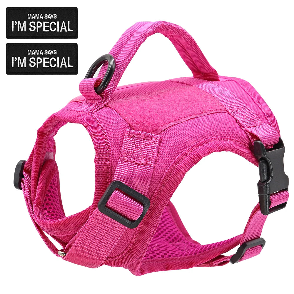 Tactical Cat Harness Vest with Handle - Military Style Nylon Rose Free Size