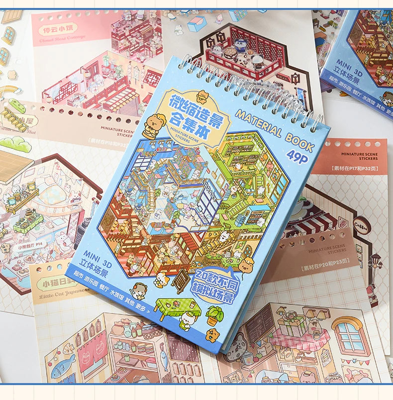 3D Landscape Stickers Pack - 20 Sheets Scene Sticker Book