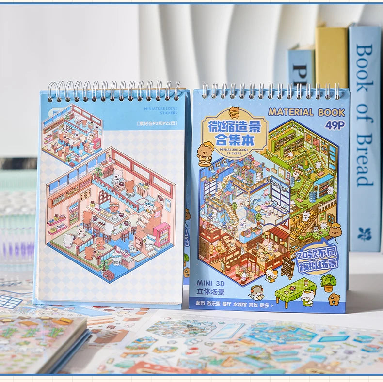 3D Landscape Stickers Pack - 20 Sheets Scene Sticker Book