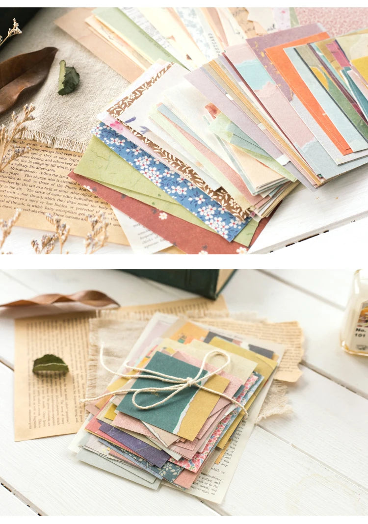 Vintage Scrapbooking Paper Set - 60 Retro Collage Cards DIY
