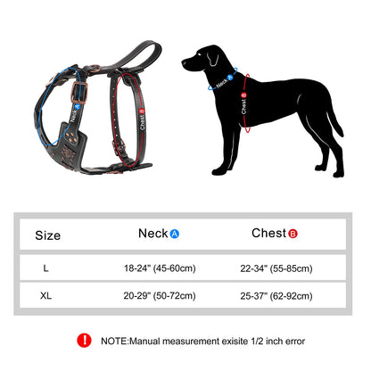 Genuine Leather Dog Harness Large Dogs - Durable Training Vest Metal