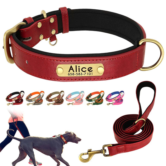 PU Leather Dog Collar Leash Set - Soft Adjustable for Small Dogs