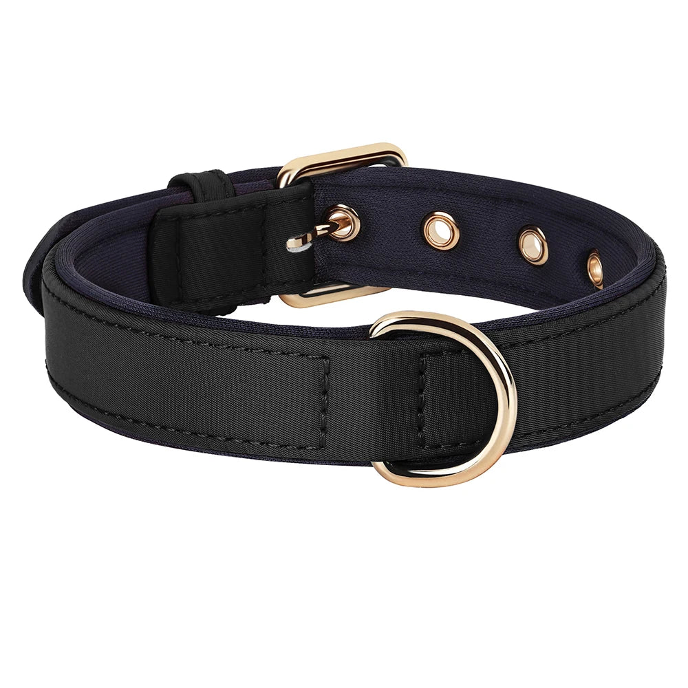 Waterproof Dog Collar - Durable Nylon with Soft Padding black