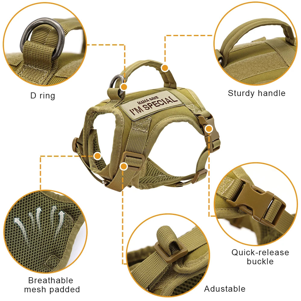 Tactical Cat Harness Vest with Handle - Military Style Nylon