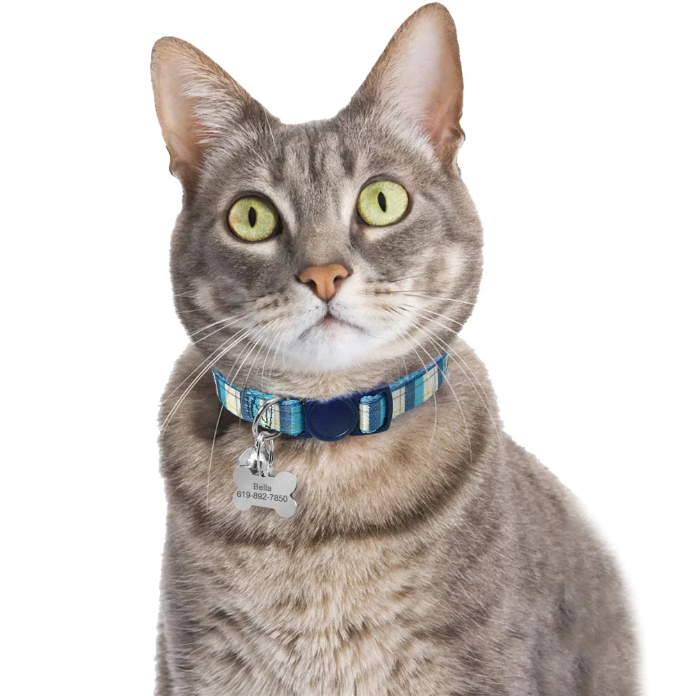 Personalized Cat Dog ID Tag - Engraved Nameplate for Collar