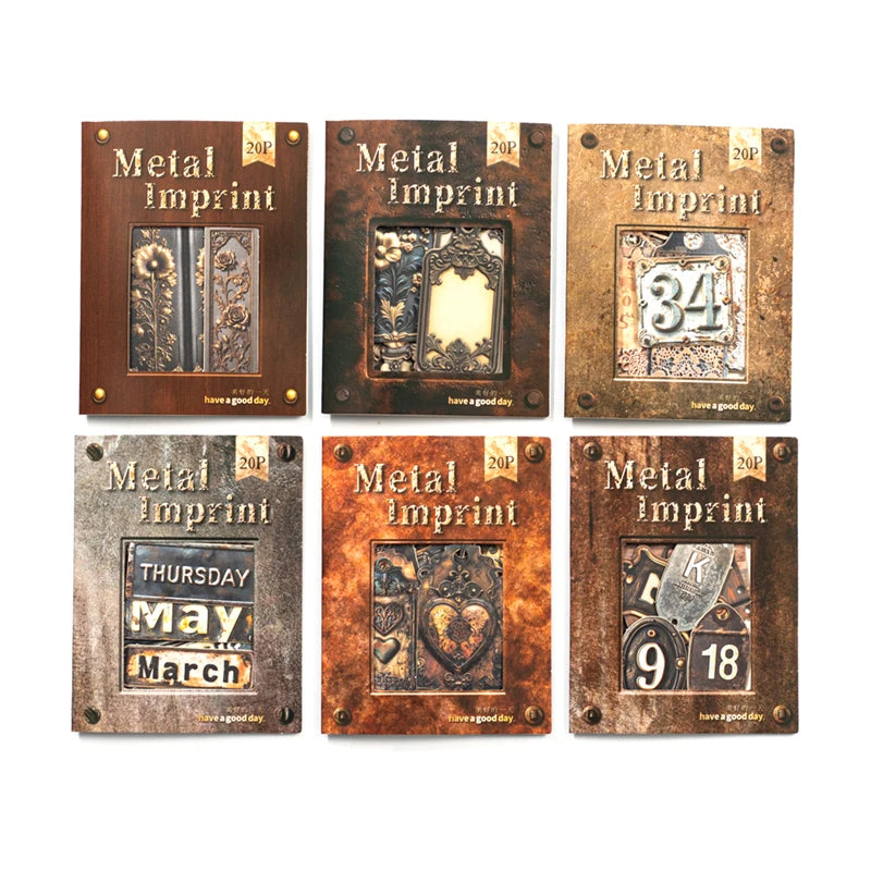 Vintage Relief Tags Stickers - 20pcs Scrapbooking Art Collage Full set of 6 packs