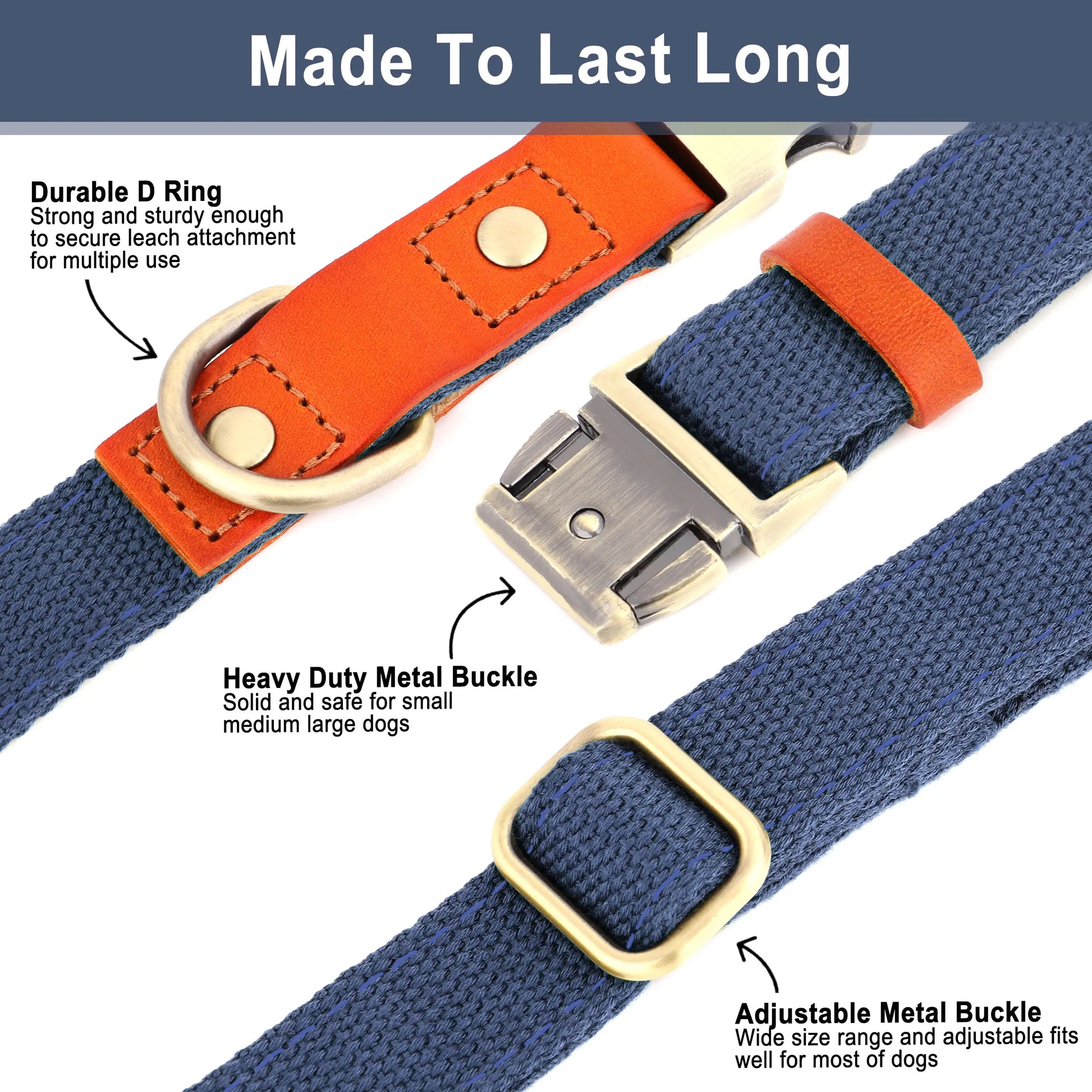 Custom Dog Collar with ID Tag - Personalized Nylon Leather Pet