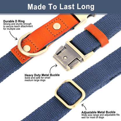 Custom Dog Collar with ID Tag - Personalized Nylon Leather Pet