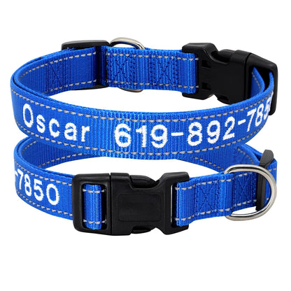 Personalized Reflective Dog Collar - Custom Embroidered Name & Phone 21-1 Dark Blue