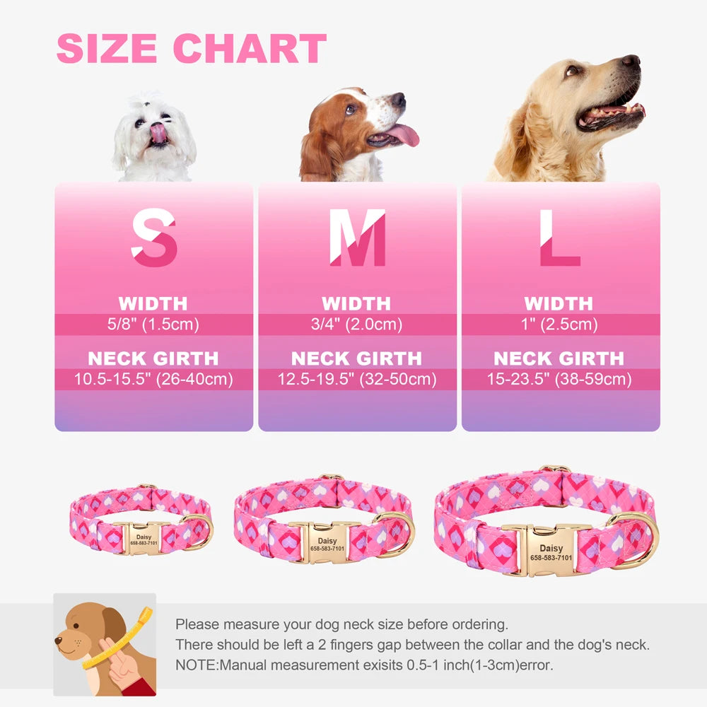 Custom Floral Dog Collar with Free Nameplate - Personalized Pet ID