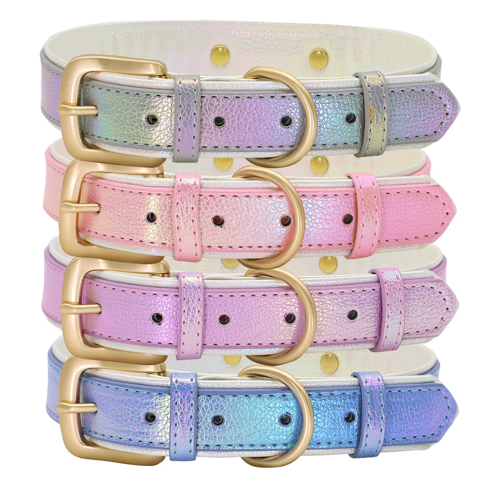 Custom Pet Collar with Personalized Name Tag - Adjustable Leather