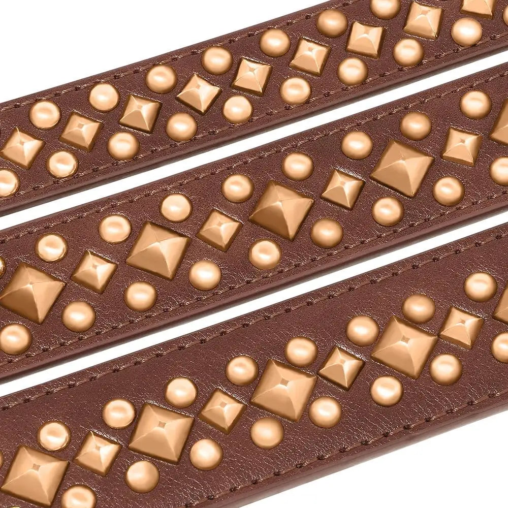 Spiked Leather Dog Collar - Adjustable Studded Collar for Dogs