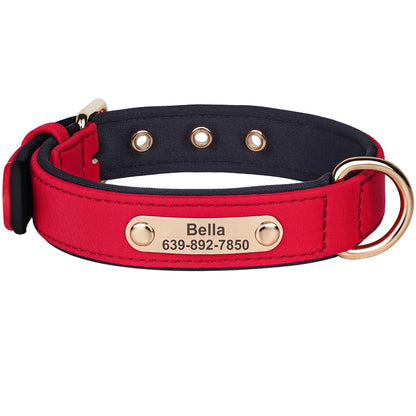 Custom Dog Collar Soft Padded Waterproof Nylon Pet Collar Red
