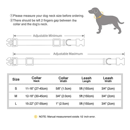 Custom Dog Collar & Leash Set - Personalized Pet ID Nylon Leather