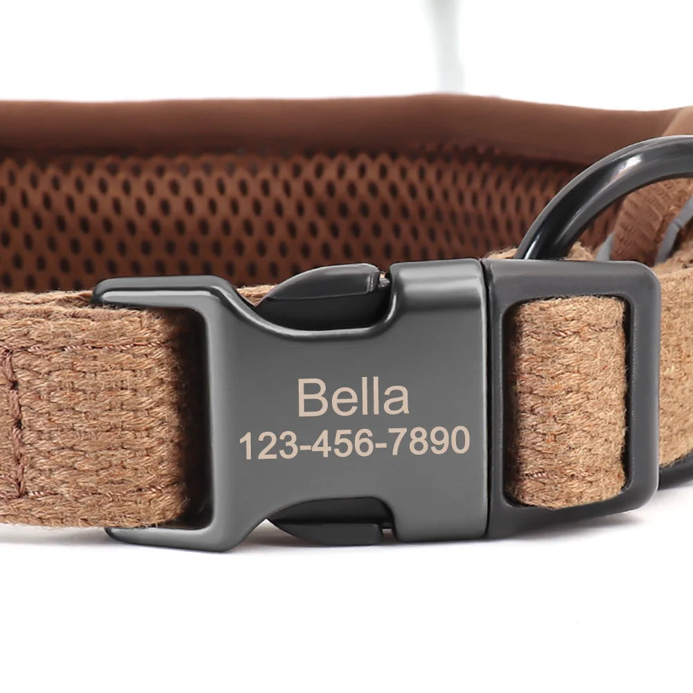 Personalized Dog Collar Breathable Mesh Custom Engraved Pet ID