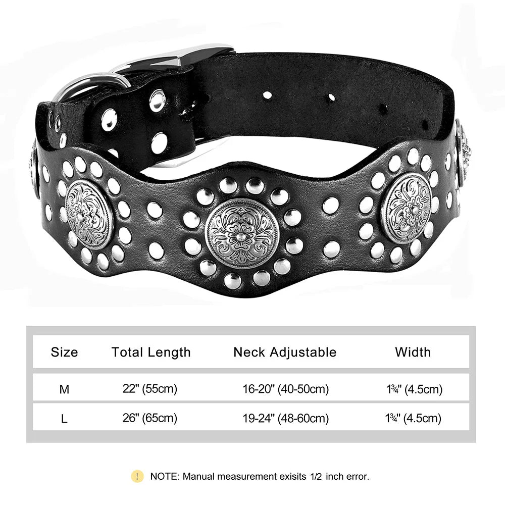 2 Inch Wide Spiked Leather Dog Collar for Large Dogs 121 Black