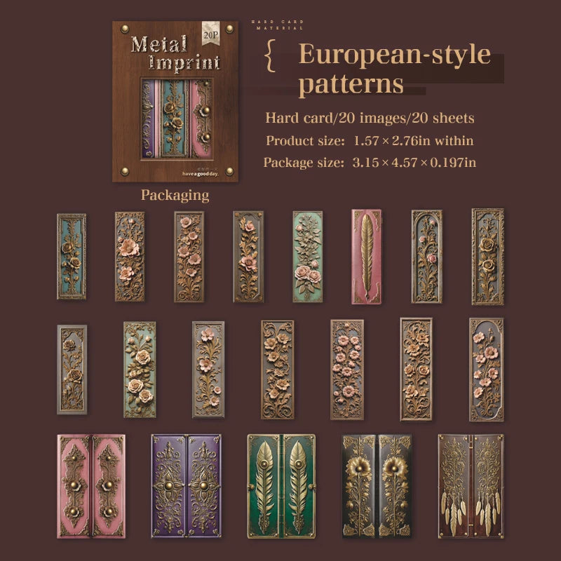 Vintage Relief Tags Stickers - 20pcs Scrapbooking Art Collage E