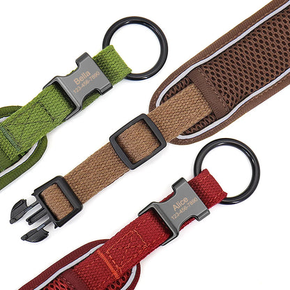 Personalized Dog Collar Breathable Mesh Custom Engraved Pet ID