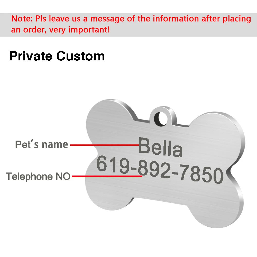 Personalized Cat Dog ID Tag - Engraved Nameplate for Collar