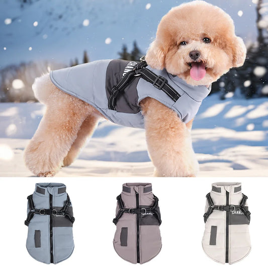 Waterproof Winter Dog Jacket with Reflective Belt - Warm Vest Coat