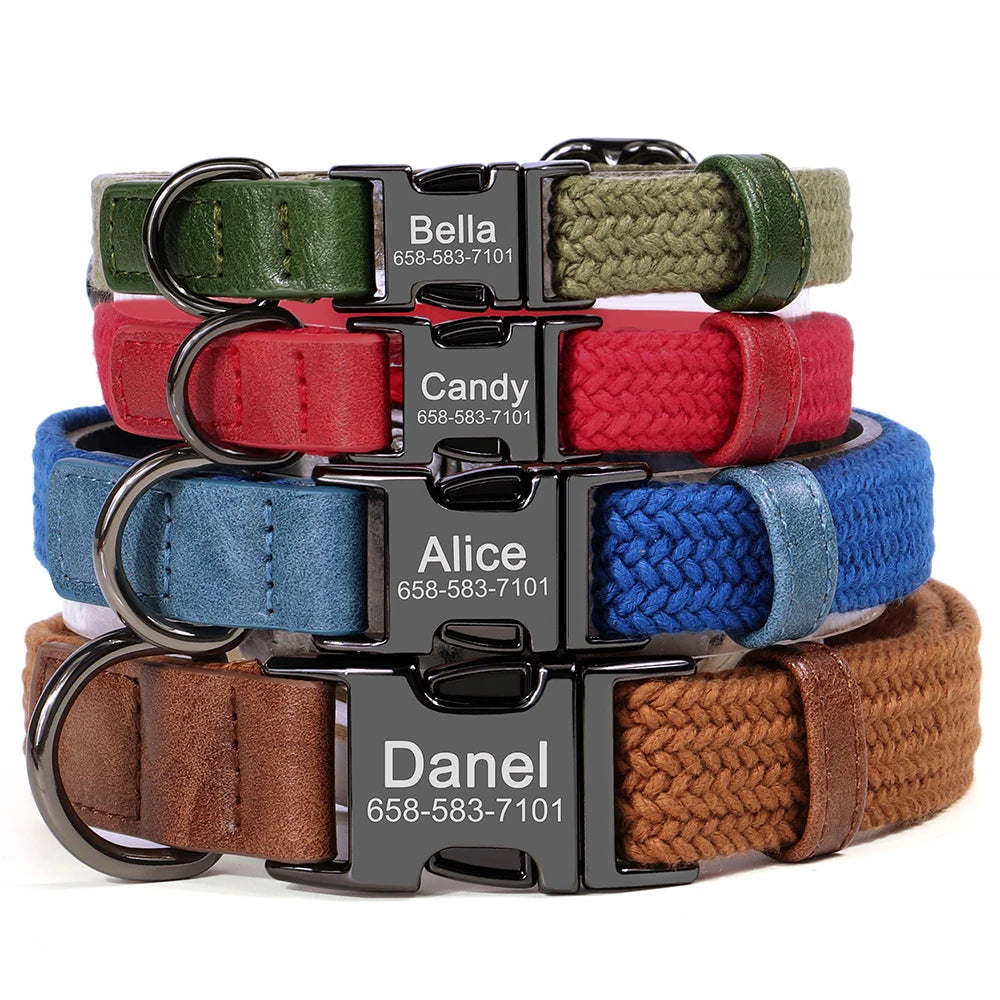 Custom Dog Collar with Name - Adjustable Nylon Pet Collar