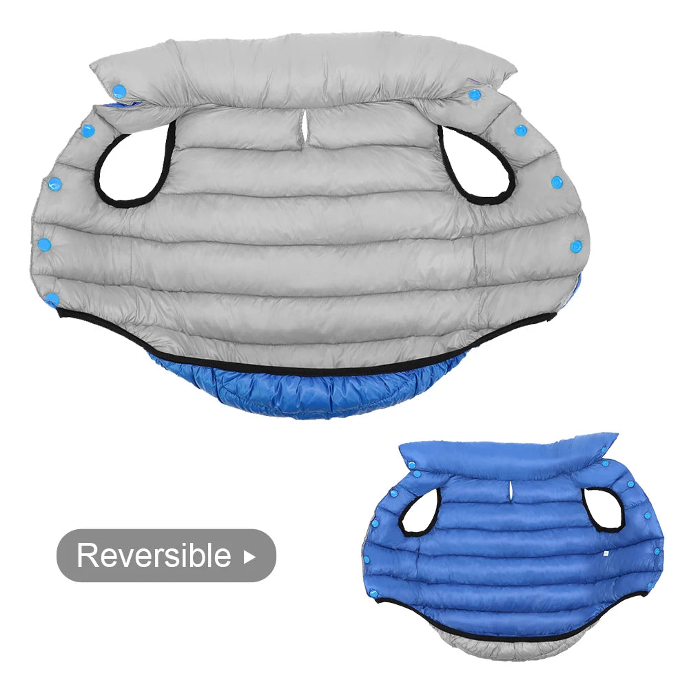 Waterproof Dog Winter Jacket Reversible - 3 Layer Warm Vest Coat