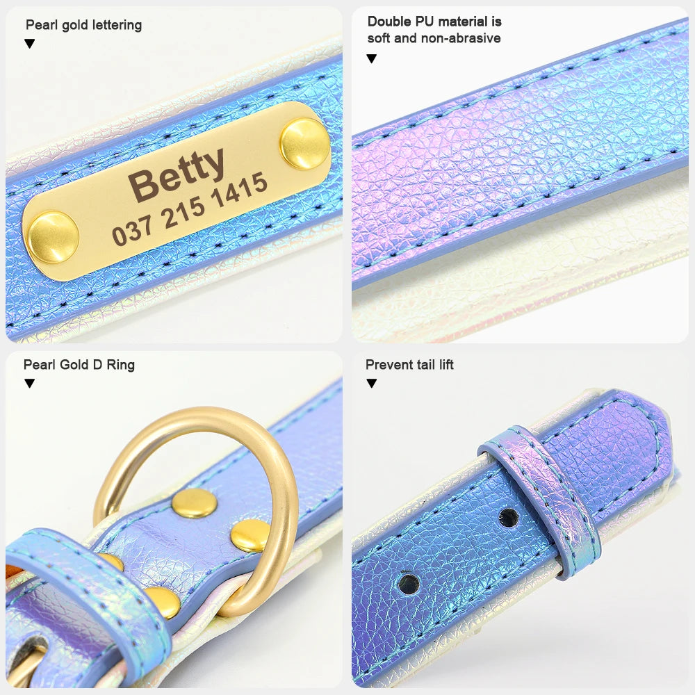 Custom Pet Collar with Personalized Name Tag - Adjustable Leather
