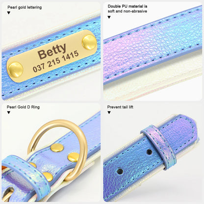 Custom Pet Collar with Personalized Name Tag - Adjustable Leather