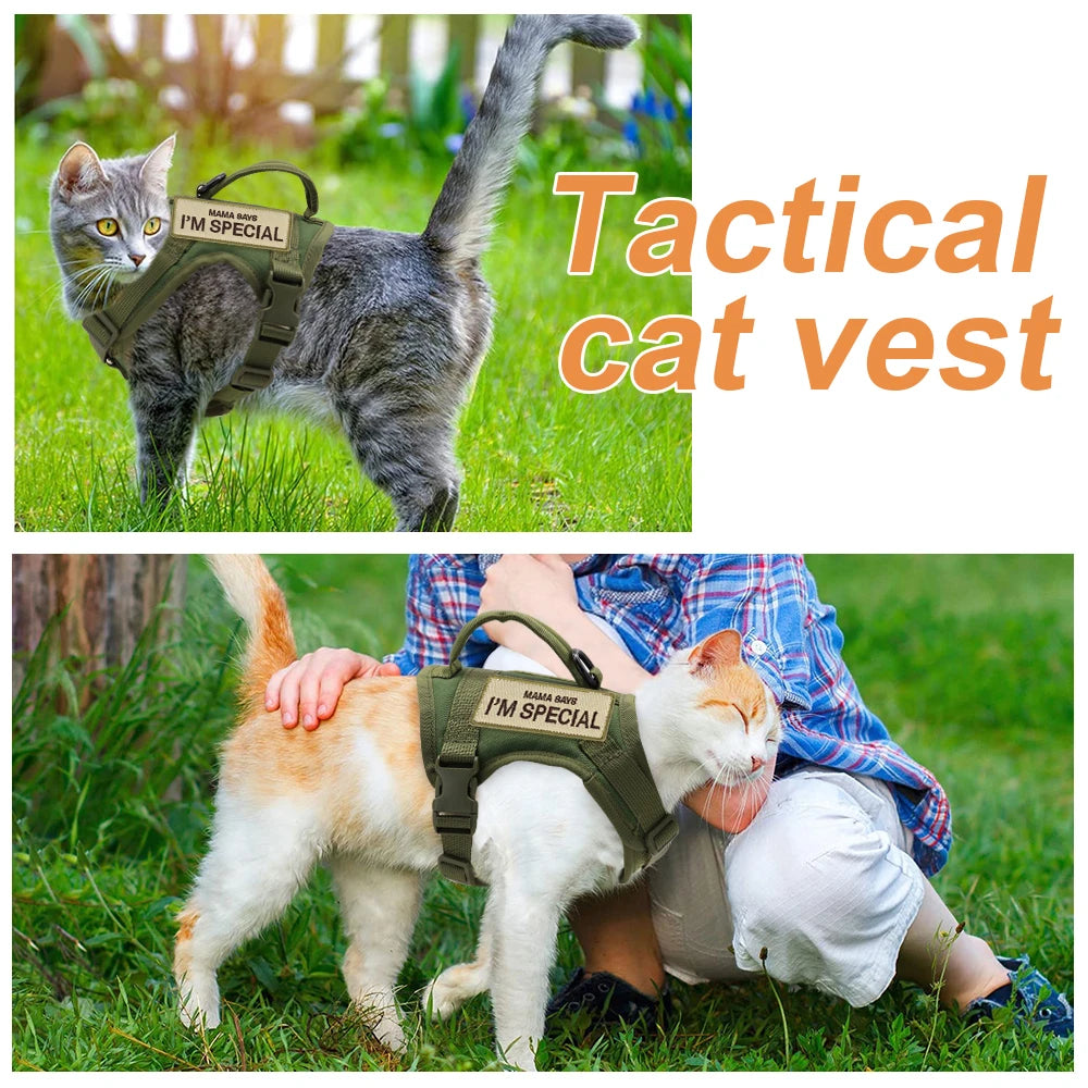 Tactical Cat Harness Vest with Handle - Military Style Nylon