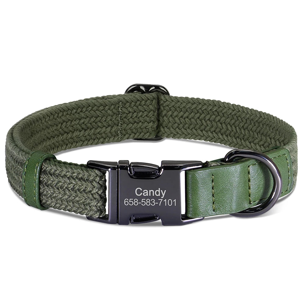 Custom Engraved Dog Collar - Durable Nylon Pet ID Collar