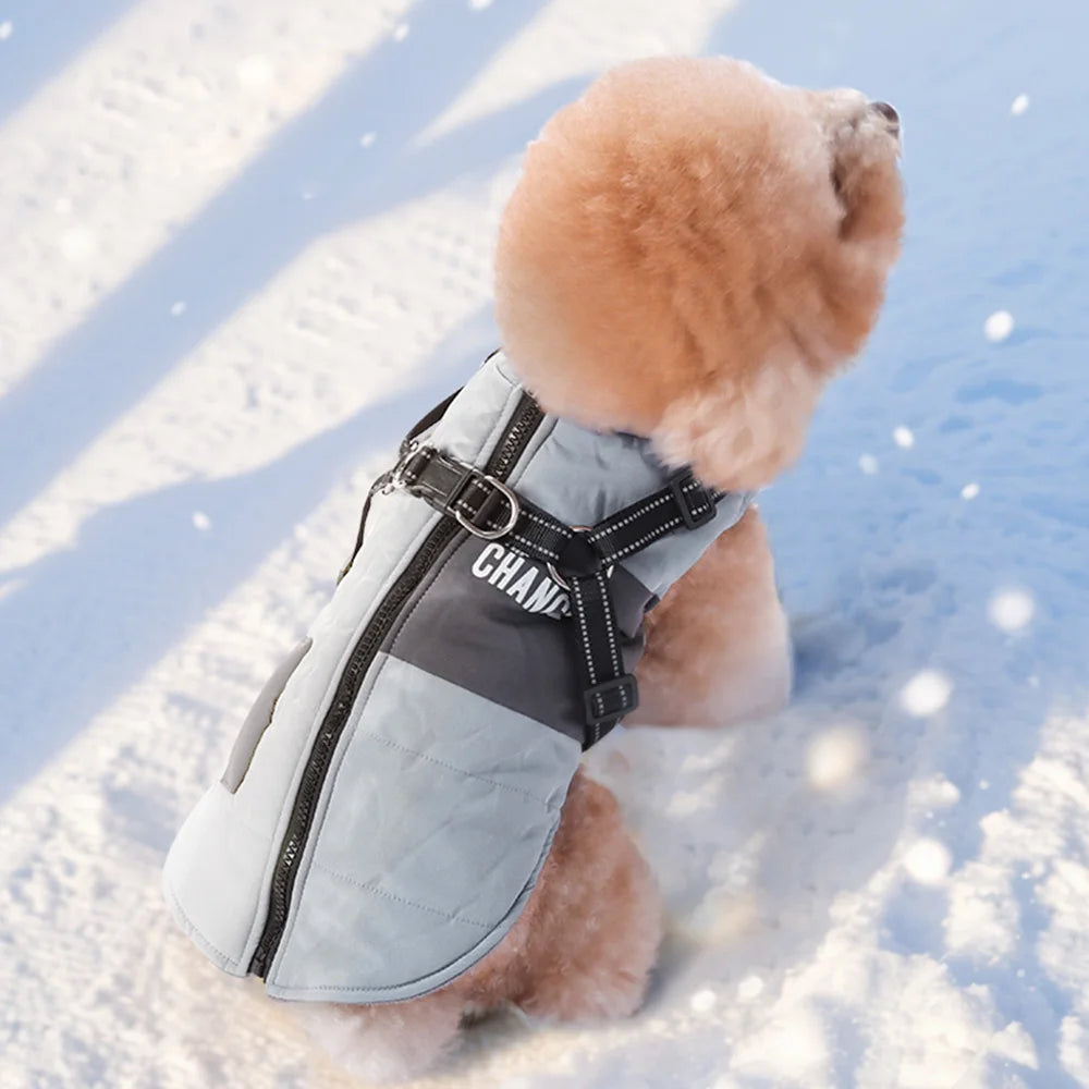 Waterproof Winter Dog Jacket with Reflective Belt - Warm Vest Coat