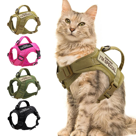 Tactical Cat Harness Vest with Handle - Military Style Nylon