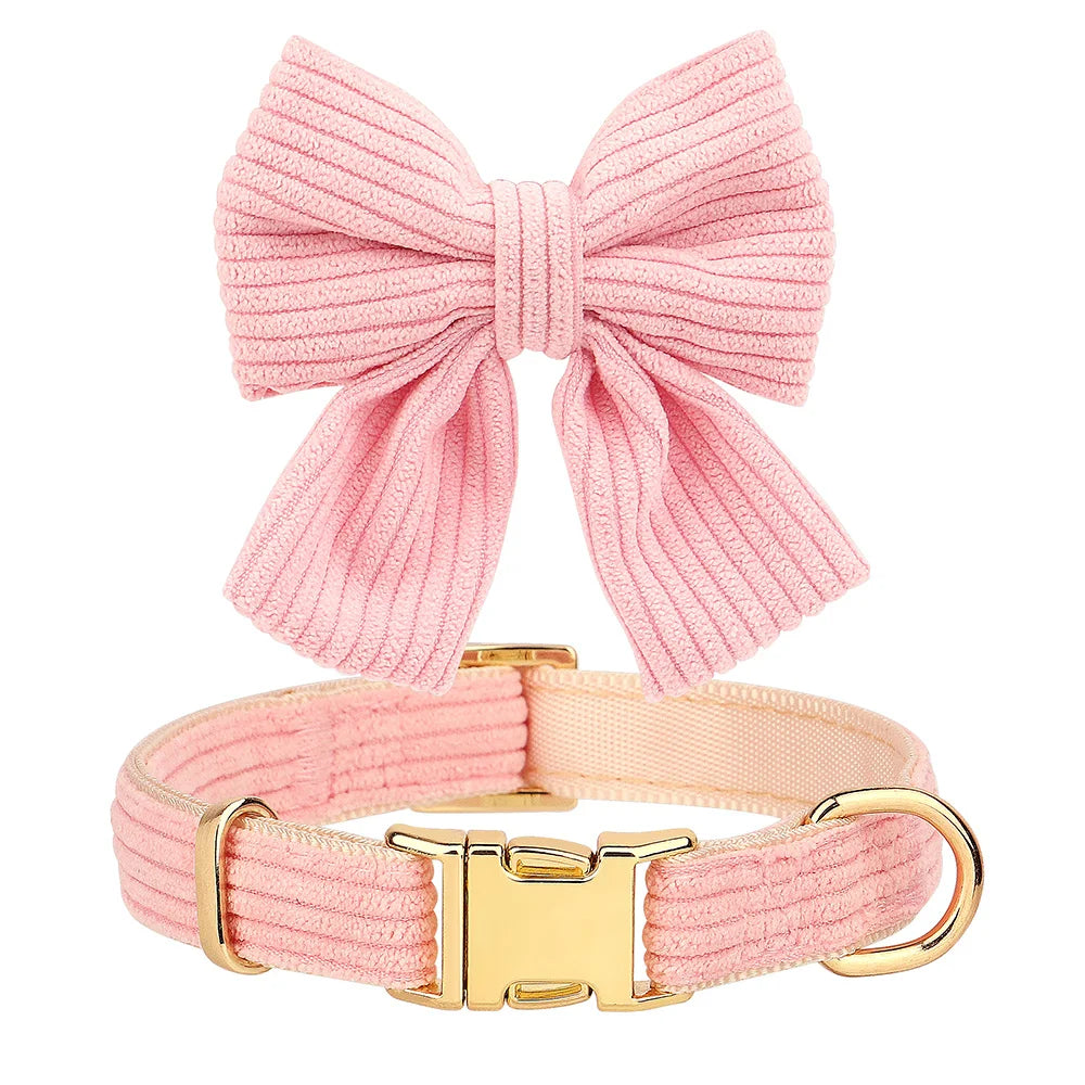 Adorable Bowknot Dog Harness Set - Soft Velvet Collar & Leash for Small Dogs