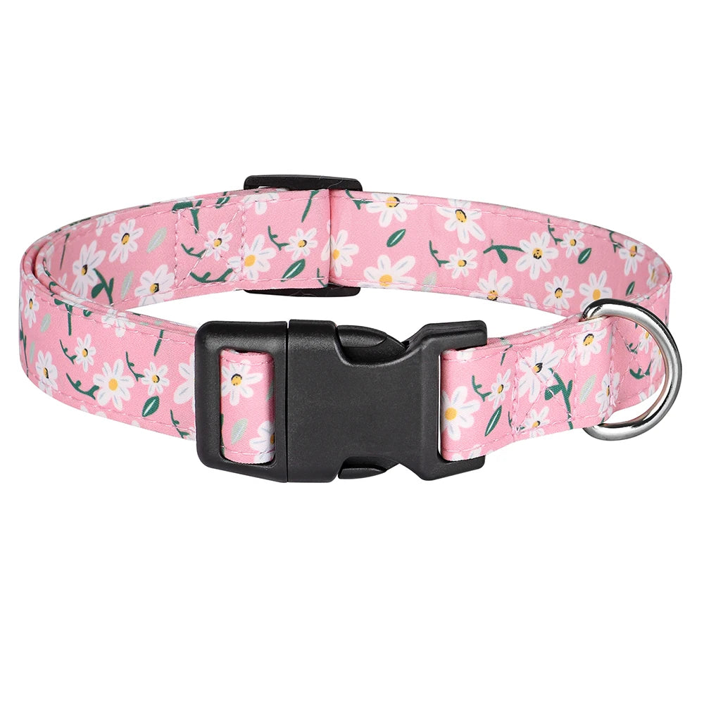 Adjustable Nylon Dog Collar - Cute Spring Summer Pet Necklace Pink