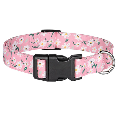 Adjustable Nylon Dog Collar - Cute Spring Summer Pet Necklace Pink