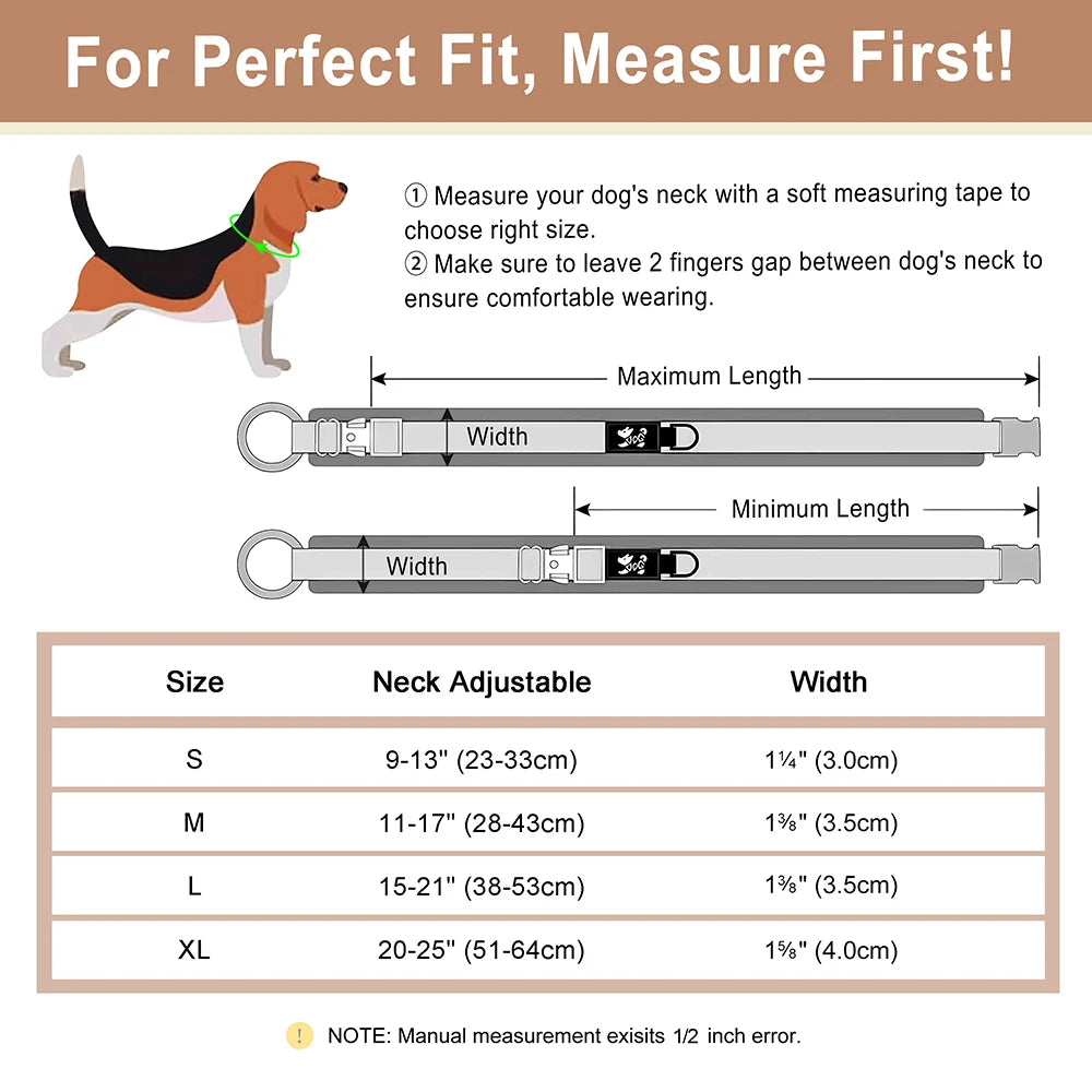 Soft Padded Dog Collar - Adjustable Nylon Pet Collar for Dogs