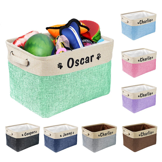 Personalized Dog Storage Basket - Custom Pet Toy & Clothes Organizer