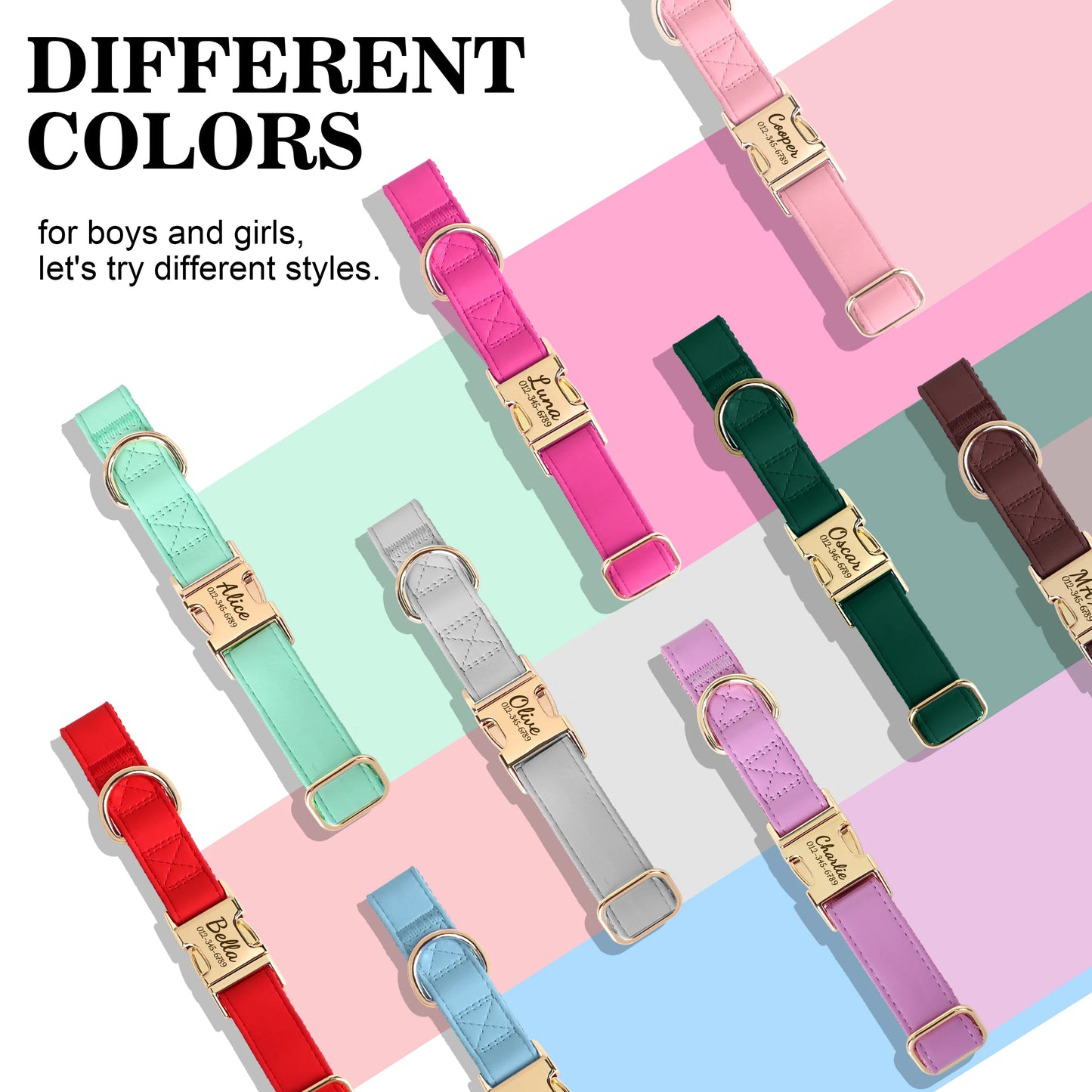 Custom Engraved Dog Collar - Personalized PU Leather Pet ID Collar