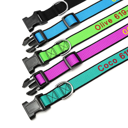 Custom Dog Collar with Embroidered Name - Adjustable Nylon Pet ID