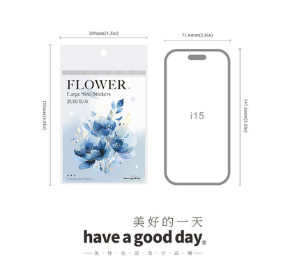 Bronzing Flower Stickers 10 Pcs - Transparent PET Scrapbook Journaling Supply