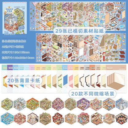 3D Landscape Stickers Pack - 20 Sheets Scene Sticker Book A