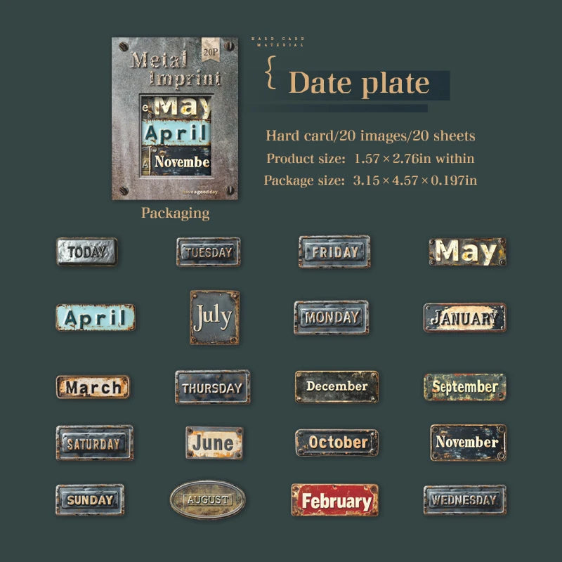 Vintage Relief Tags Stickers - 20pcs Scrapbooking Art Collage B