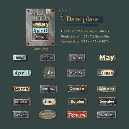 Vintage Relief Tags Stickers - 20pcs Scrapbooking Art Collage B