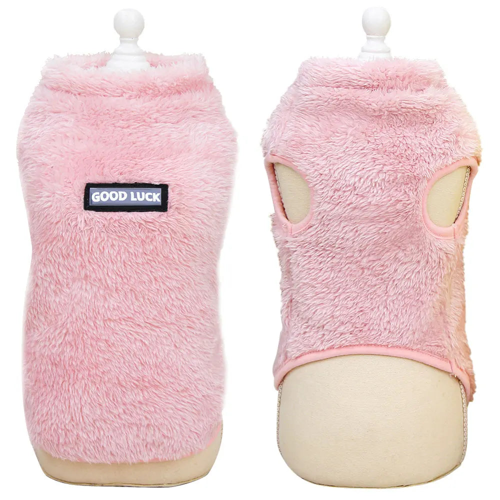 Warm Fleece Dog Cat Clothes - Winter Jacket Vest for Small Dogs Pink