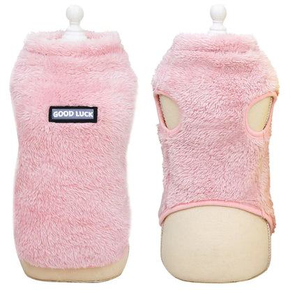 Warm Fleece Dog Cat Clothes - Winter Jacket Vest for Small Dogs Pink